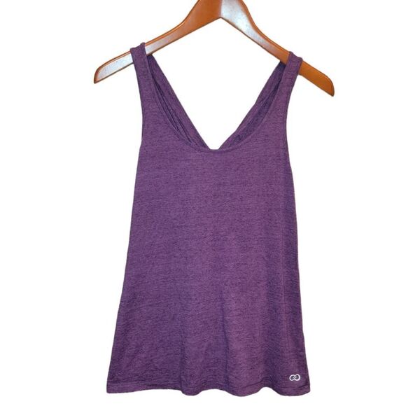 Calia Heathered Purple Key Hole Loose Fit CrissCross Cut Out Athletic tank top S - Picture 3 of 12
